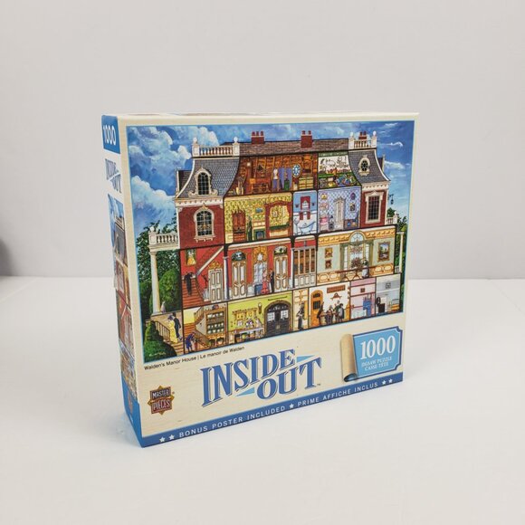 Master Pieces 1000pc Waldens Manor House 26x19 Inside Out Pre-Owned - Picture 2 of 13